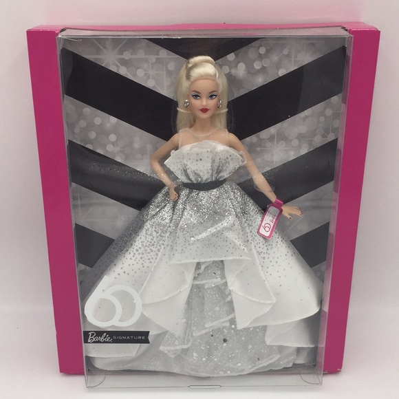 Barbie Signature 60th Anniversary Collector's Doll Blonde White Silver G… - Picture 15 of 15
